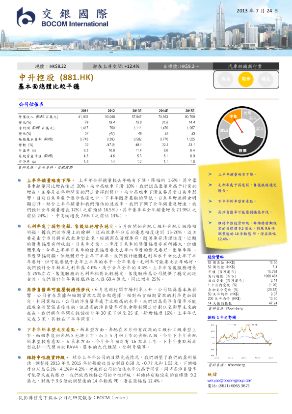 中升控股：基本面总体比较平稳