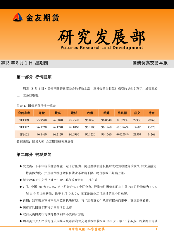 金友期货国债期货早报