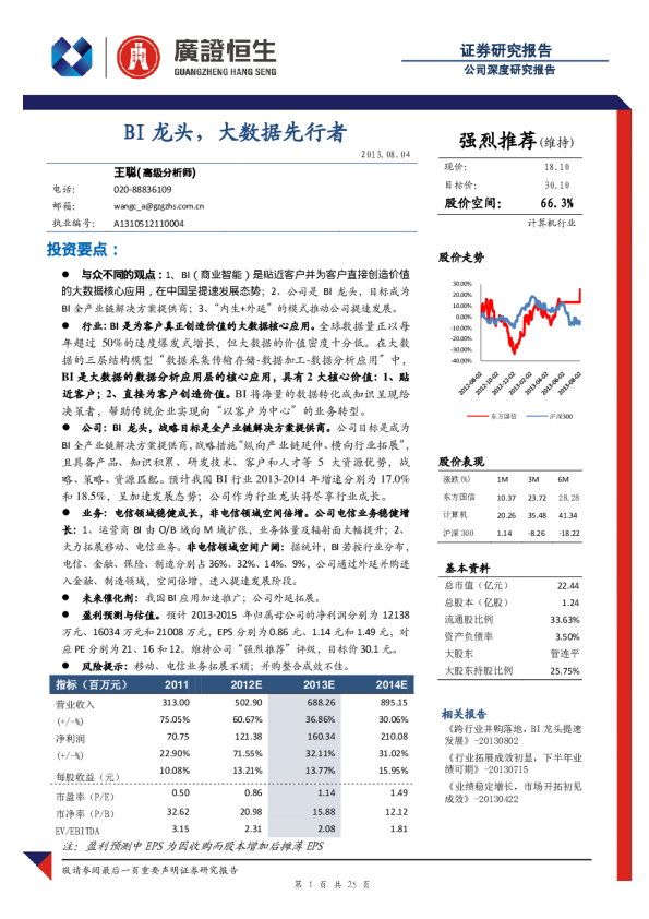 BI龙头，大数据先行者