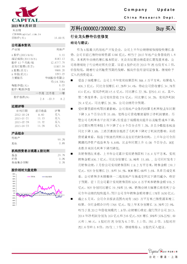 行业龙头静待估值修复