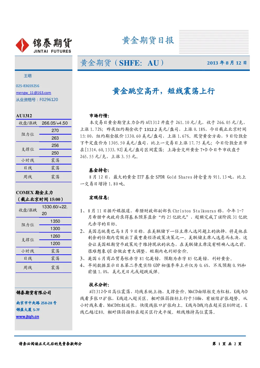 报告封面
