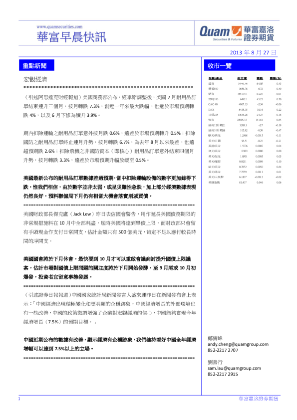 华富港股(8月27日)快讯