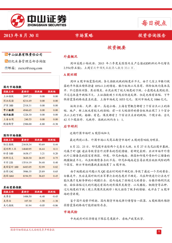 中山证券每日视点