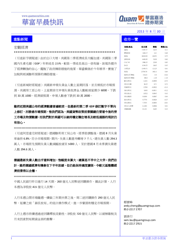 华富港股(8月30日)快讯