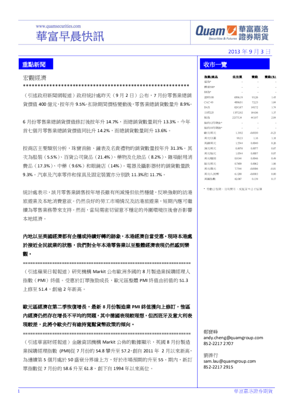 华富港股(9月3日)快讯