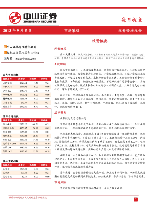 中山证券每日视点