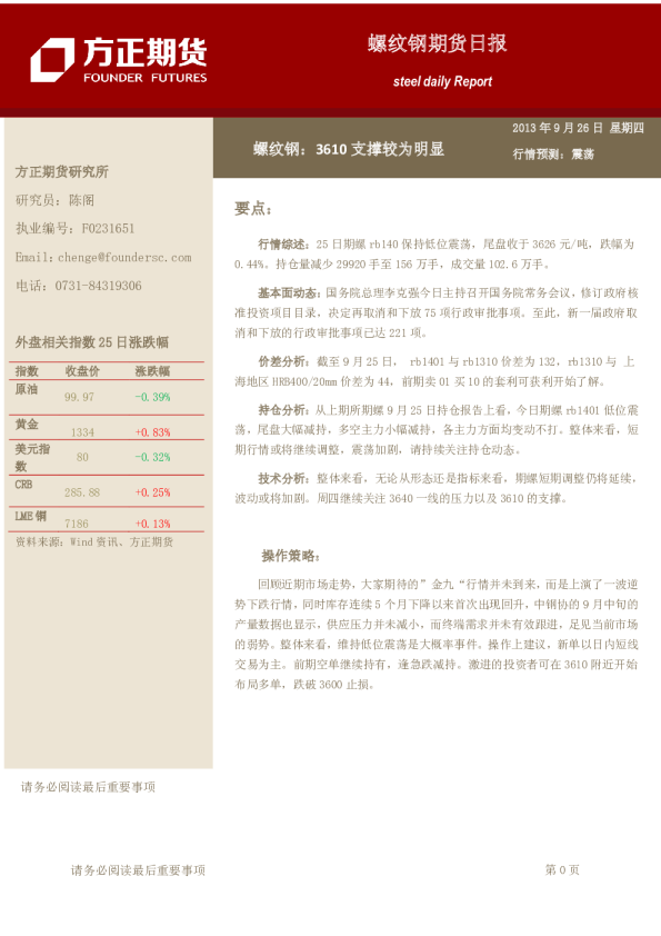 螺纹钢日报：3610支撑较为明显