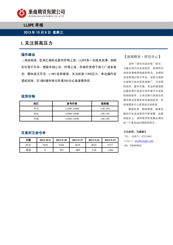 LLDPE早报：关注前高压力