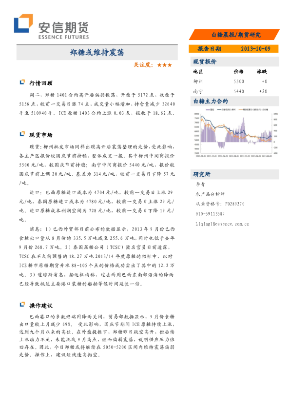 白糖晨报：郑糖或维持震荡