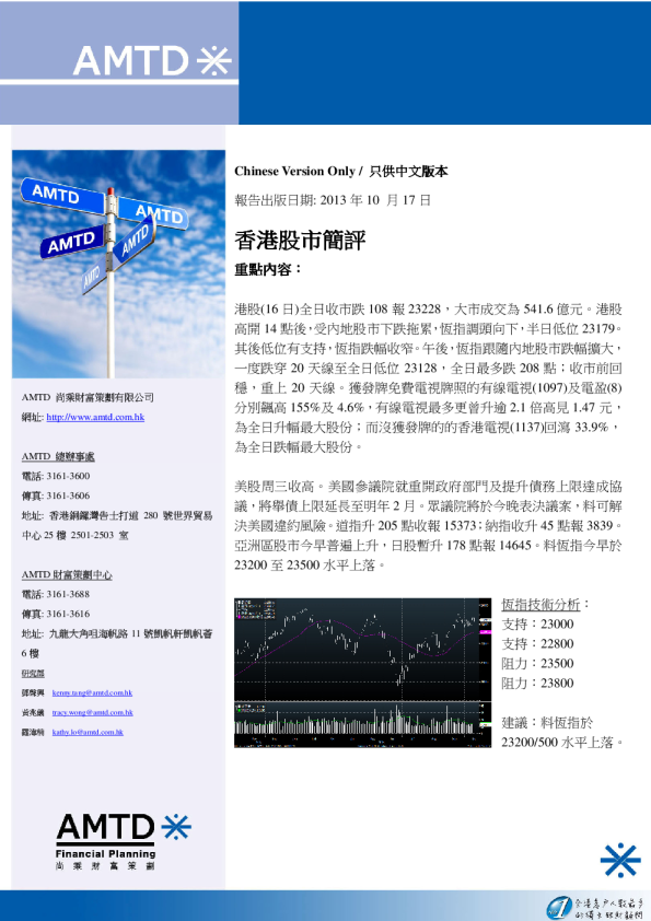 尚乘财富香港股市简评