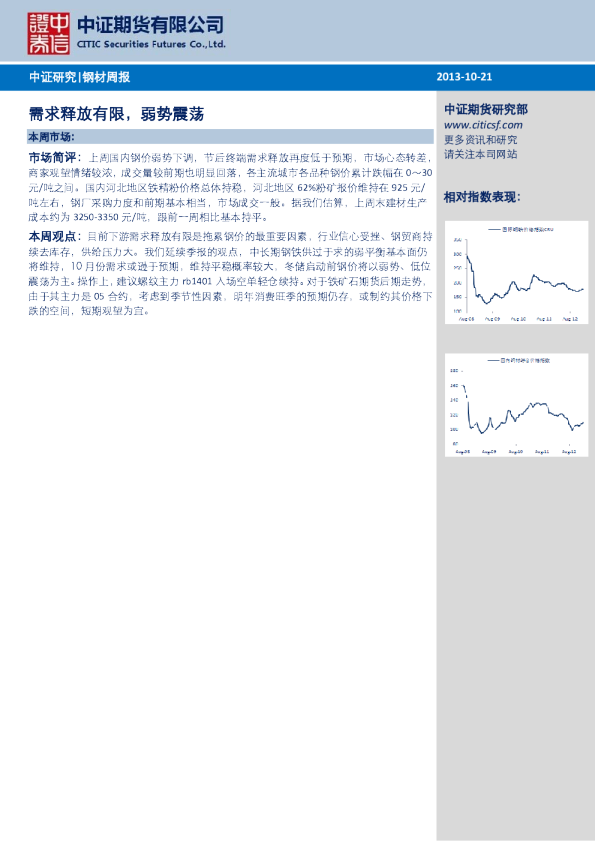 钢材周报：需求释放有限,弱势震荡