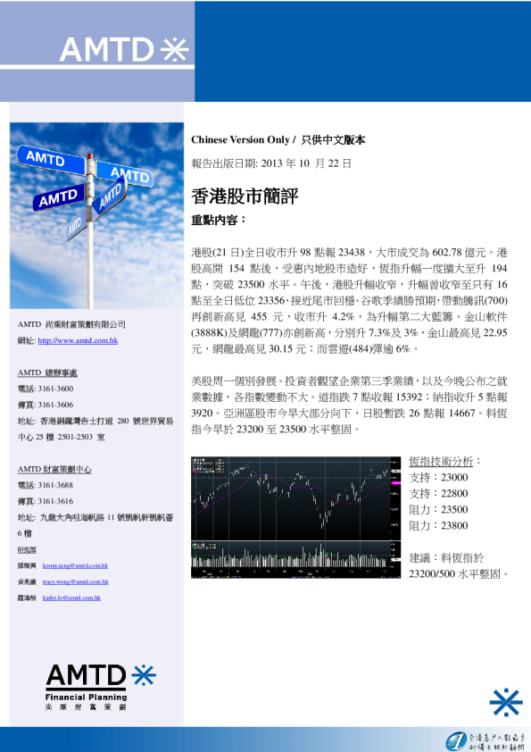 尚乘财富香港股市简评