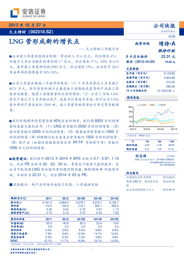 LNG管形成新的增长点
