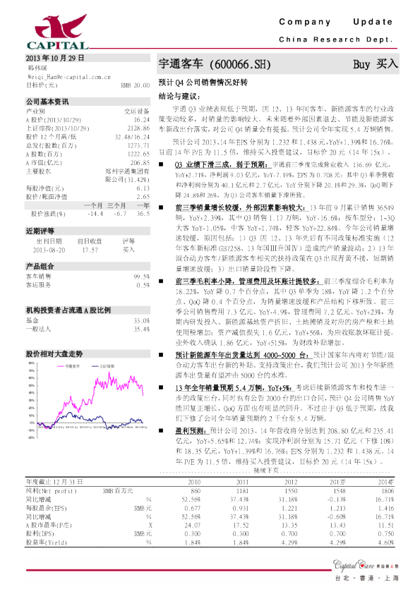 预计Q4公司销售情况好转