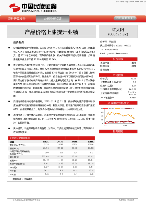产品价格上涨提升业绩