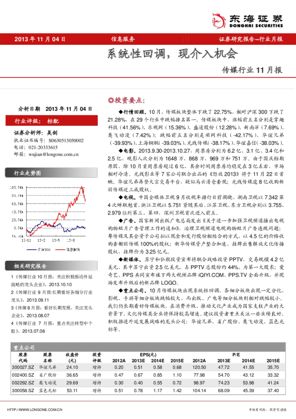 传媒行业11月报：系统性回调,现介入机会