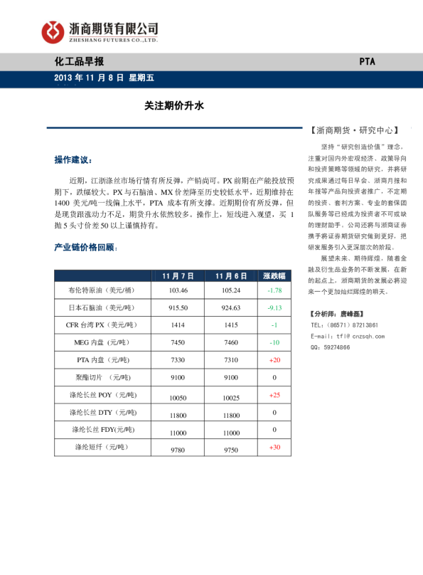 PTA早报：关注期价升水