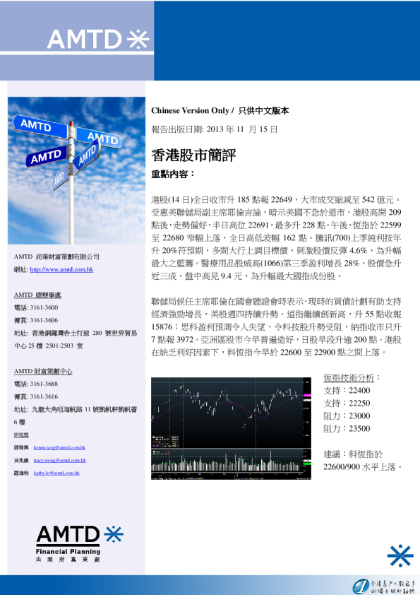 尚乘财富香港股市简评