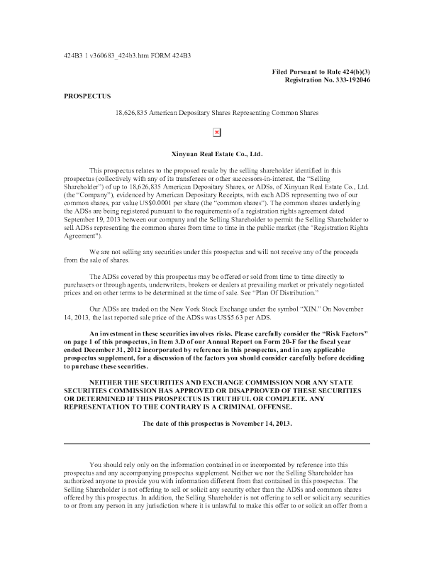 鑫苑置业美股招股说明书(2013-11-18版)