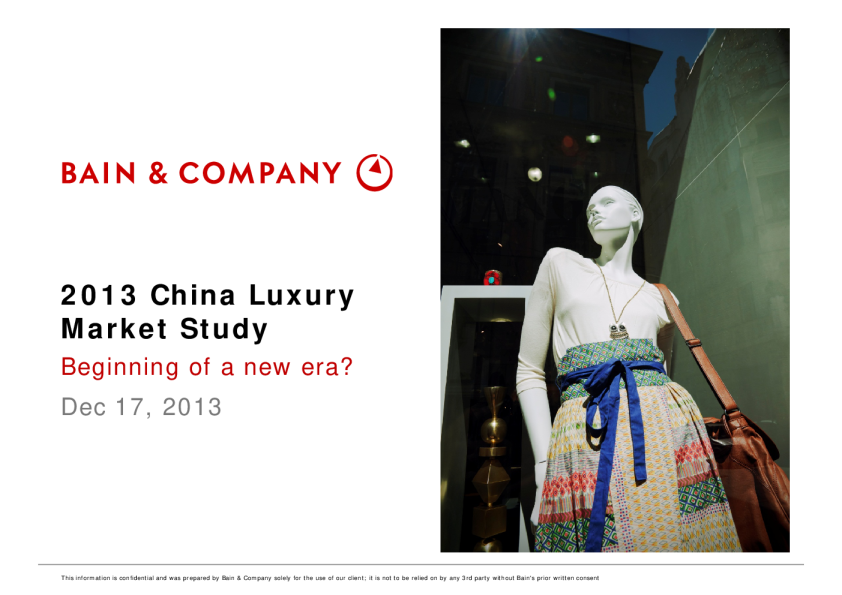 2013 China Luxury Market Study