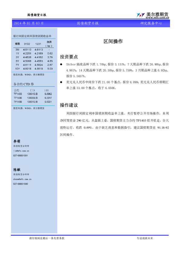 国债期货日报：区间操作