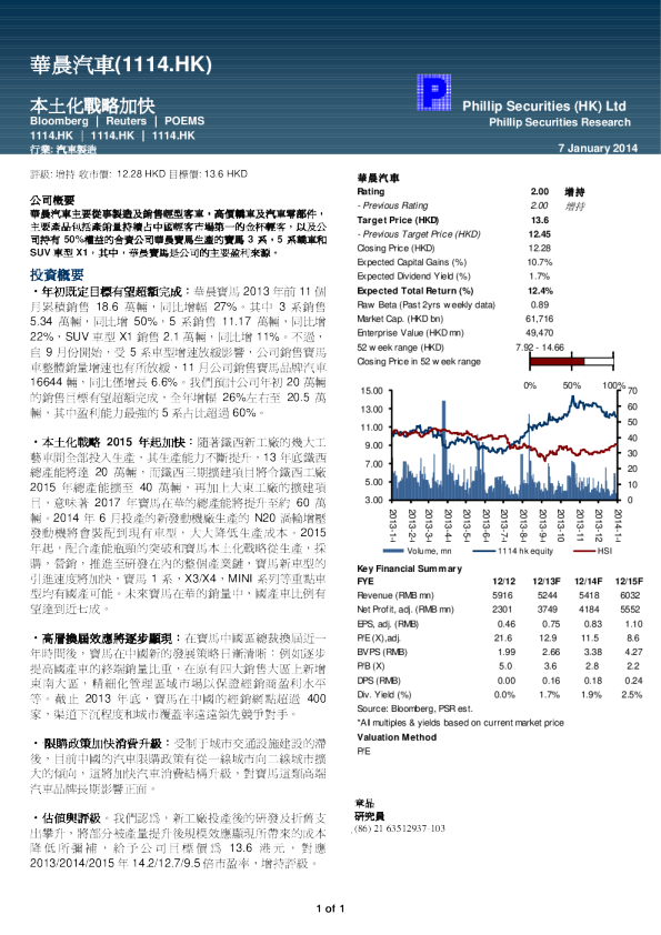 BRILLIANCE CHI：本土化战略加快