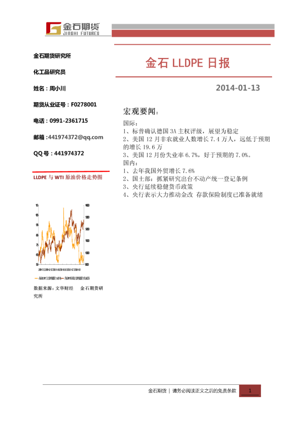 金石期货LLDPE日报