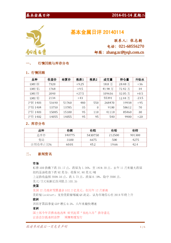 金源期货基本金属日评