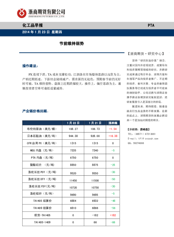 pta早报：节前维持弱势