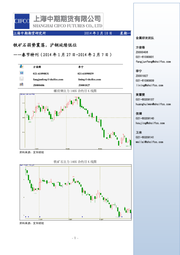 沪钢矿石春节特刊：铁矿石弱势震荡,沪钢延续低位
