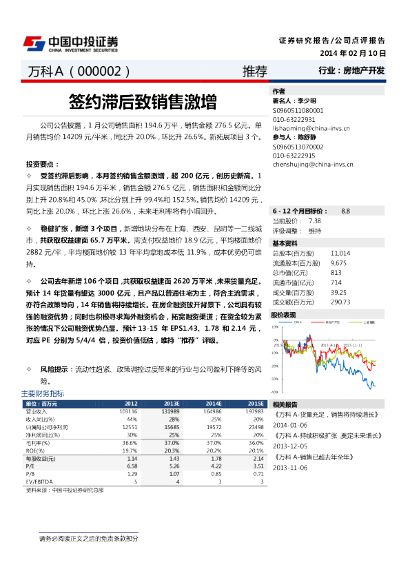 签约滞后致销售激增