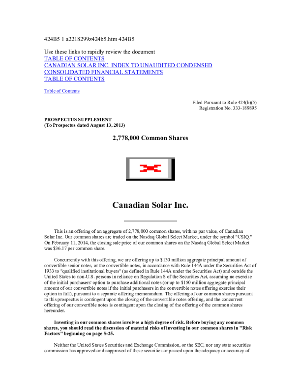 阿特斯太阳能美股招股说明书(2014-02-12版)