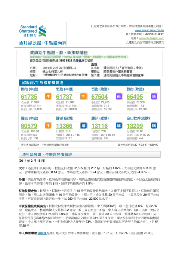 渣打银行认股证简评