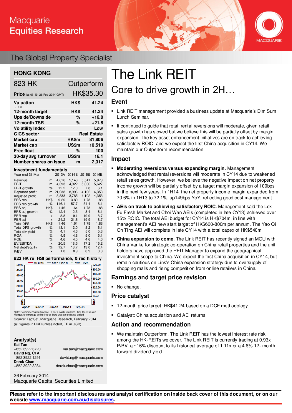 Link REIT：推动2H增长的核心...