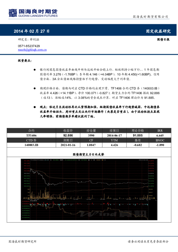 国海良时期货国债期货日报