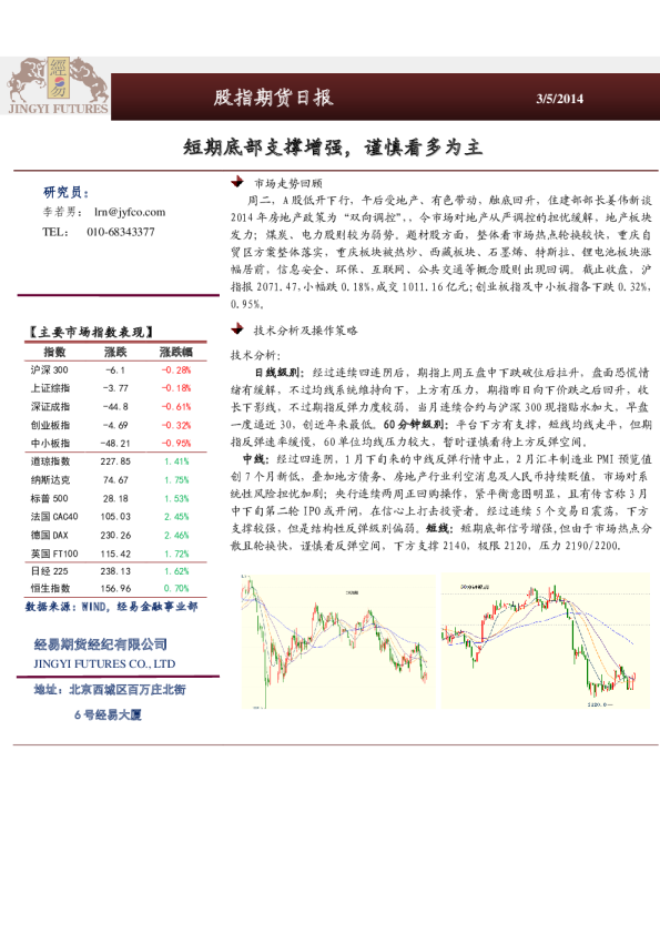 股指期货日报：短期底部支撑增强,谨慎看多为主