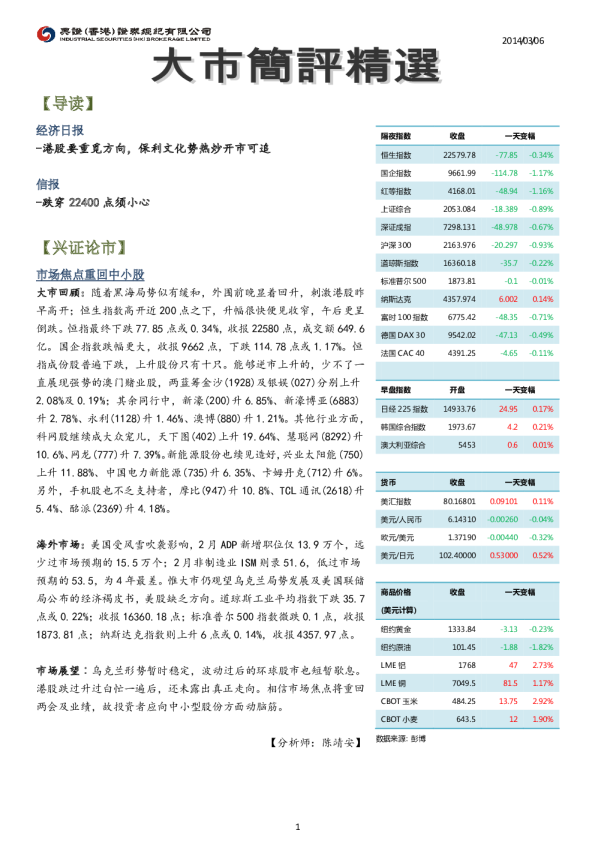兴证(香港)金融大市简评精选