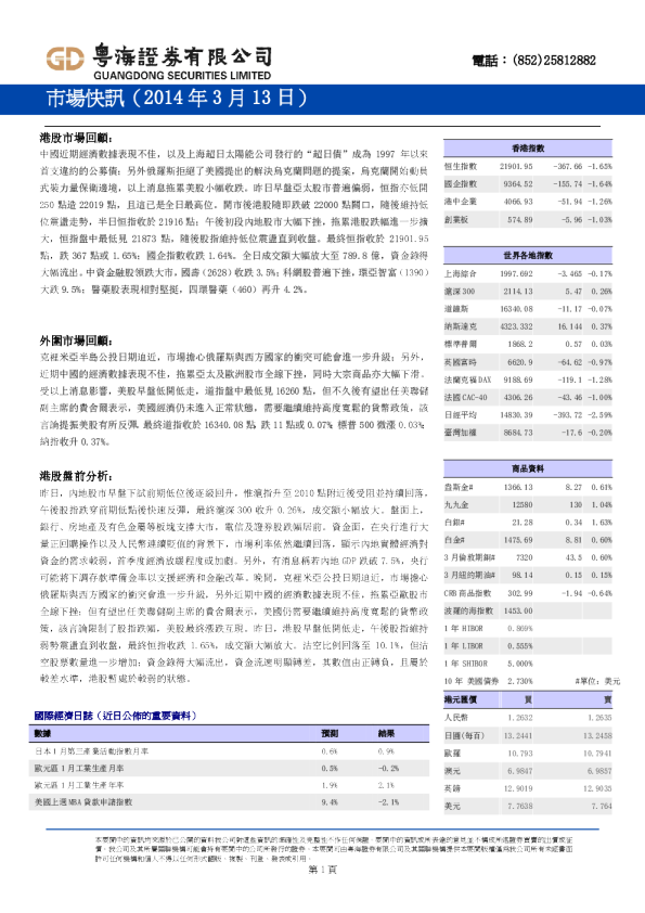 粤海证券市场快讯
