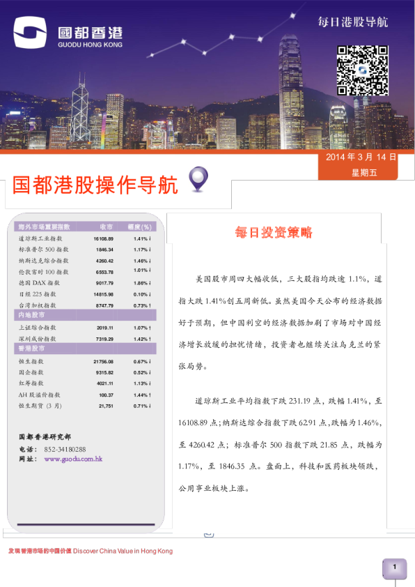国都证券(香港)每日港股导航