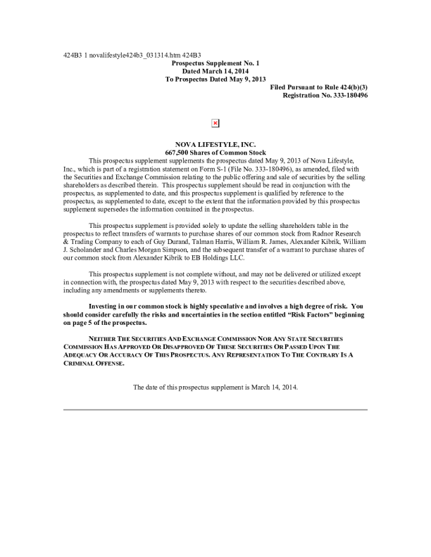 诺华家具美股招股说明书(2014-03-14版)