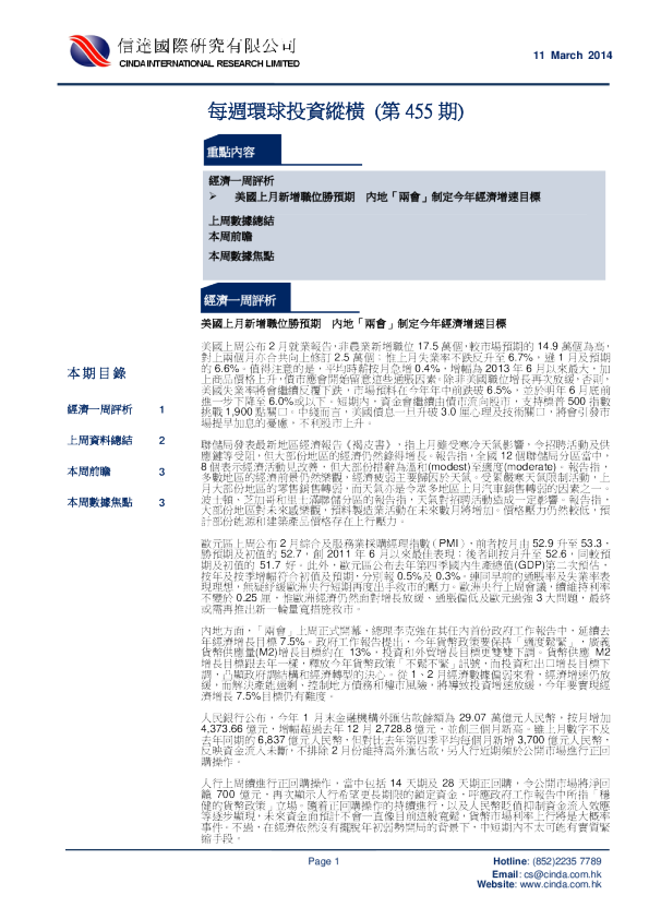 信达国际每周环球投资纵横