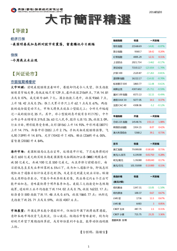 兴证(香港)金融大市简评精选