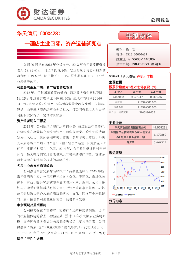 酒店主业回落，资产运营新亮点