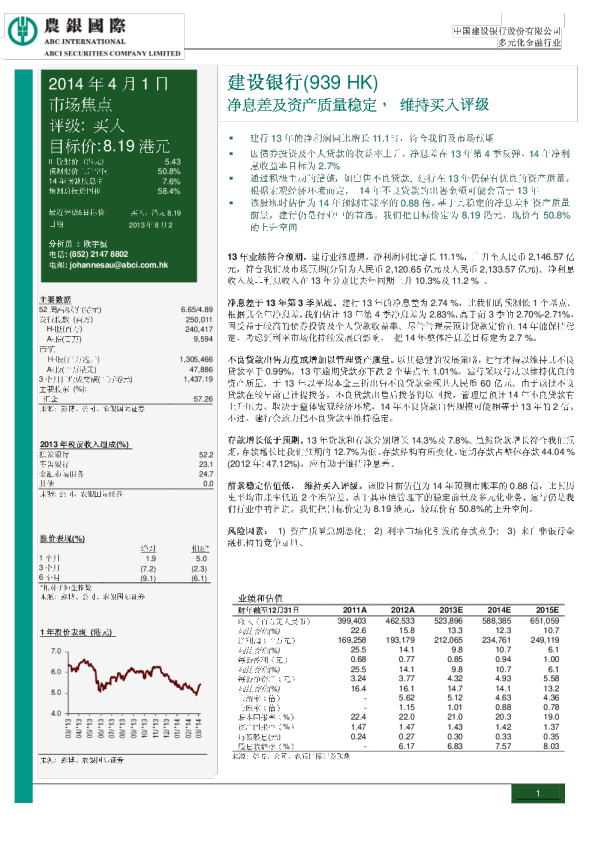 (939hk)：净息差及资产质量稳定,维持买入评级
