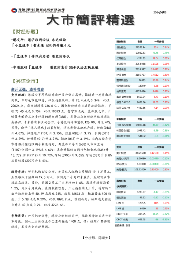兴证(香港)金融大市简评精选