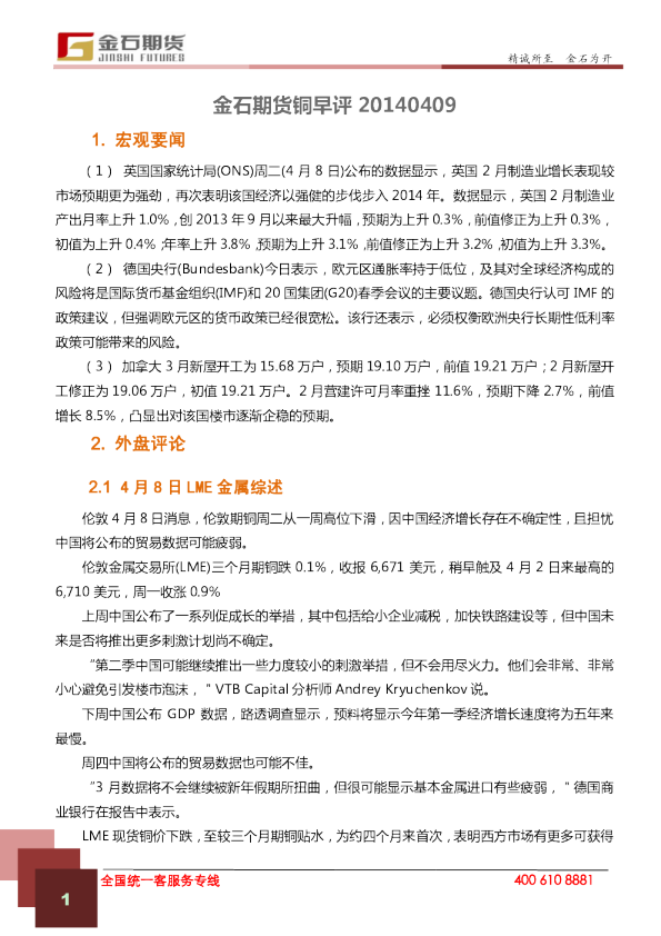 金石期货铜早评