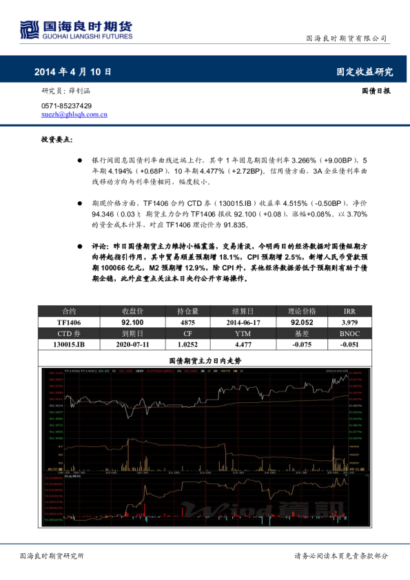 国海良时期货国债期货日报