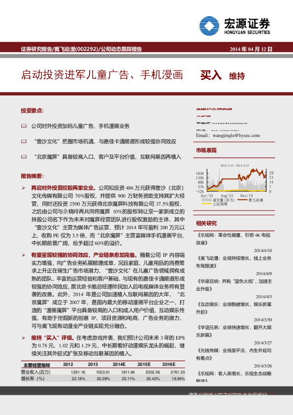 启动投资进军儿童广告、手机漫画