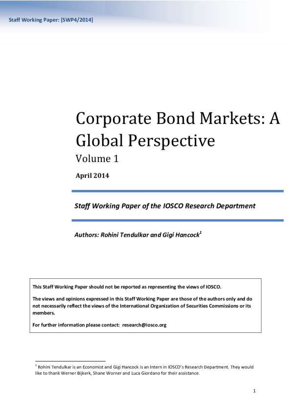 SWP4: Corporate Bond Markets (Vol 1) - A global perspective