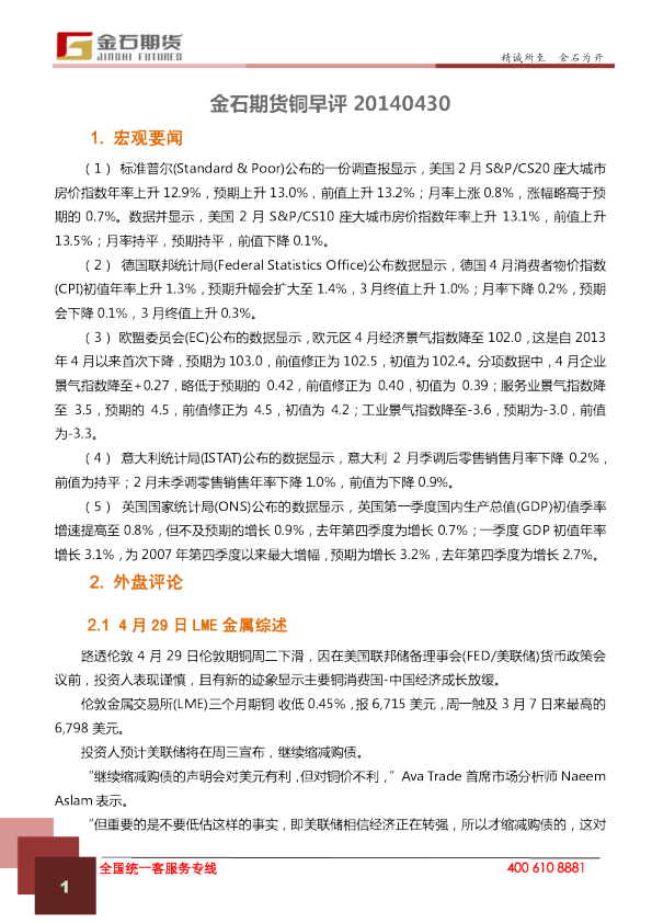 金石期货铜早评